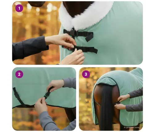 Zirgu Sega Pilnīgi Tumši Zaļa 155 Cm Polāra Poliestera Vidaxl