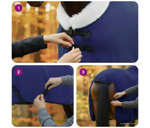 Zirgu Sega Tums Zils 125 Cm Polāra Poliestera Vidaxl