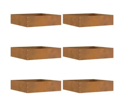 Zāliena Apmale 6 Pcs Rūsa 50 X 50 X 13 Cm Novecināts Tērauds Vidaxl