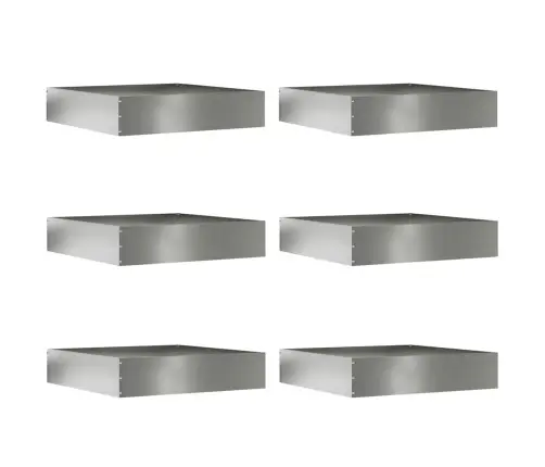 Zāliena Apmale 6 Pcs Sudraba 60 X 60 X 13 Cm Cinkots Tērauds Vidaxl