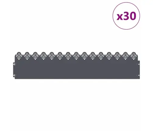Zāliena Apmales 30 Pcs Antracīts 103 X 0,05 X 22 Cm Tērauds Vidaxl