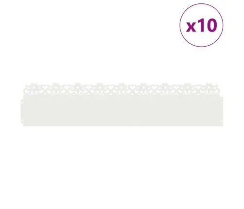 Zāliena Apmales 10 Pcs Balts 103 X 0,05 X 22 Cm Tērauds Vidaxl