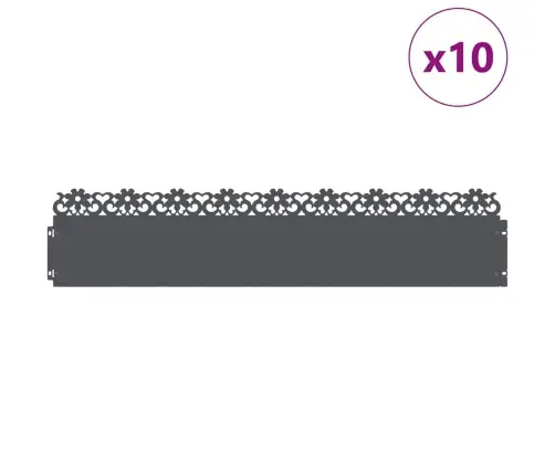 Zāliena Apmales 10 Pcs Antracīts 103 X 0,05 X 22 Cm Tērauds Vidaxl