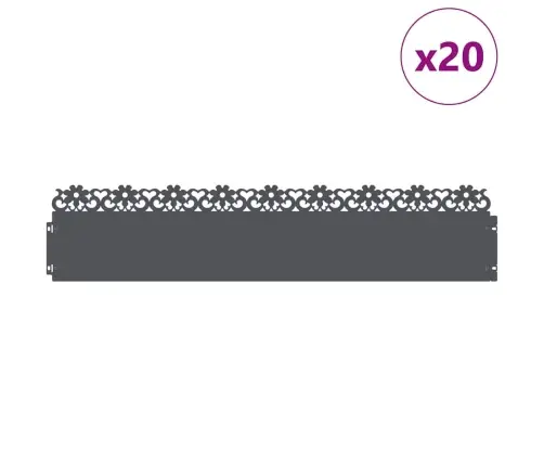 Zāliena Apmales 20 Pcs Antracīts 103 X 0,05 X 22 Cm Tērauds Vidaxl