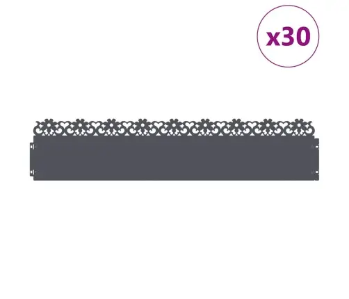 Zāliena Apmales 30 Pcs Antracīts 103 X 0,05 X 22 Cm Tērauds Vidaxl
