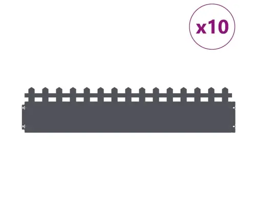 Zāliena Apmales 10 Pcs Antracīts 103 X 0,05 X 22 Cm Tērauds Vidaxl