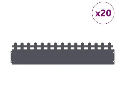 Zāliena Apmales 20 Pcs Antracīts 103 X 0,05 X 22 Cm Tērauds Vidaxl