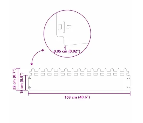 Zāliena Apmales 30 Pcs Antracīts 103 X 0,05 X 22 Cm Tērauds Vidaxl