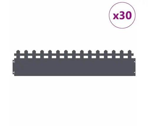 Zāliena Apmales 30 Pcs Antracīts 103 X 0,05 X 22 Cm Tērauds Vidaxl