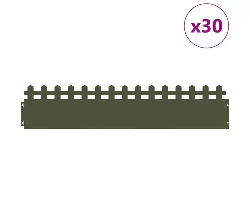 Zāliena Apmales 30 Pcs Olīvu Zaļš 103 X 0,05 X 22 Cm Tērauds Vidaxl