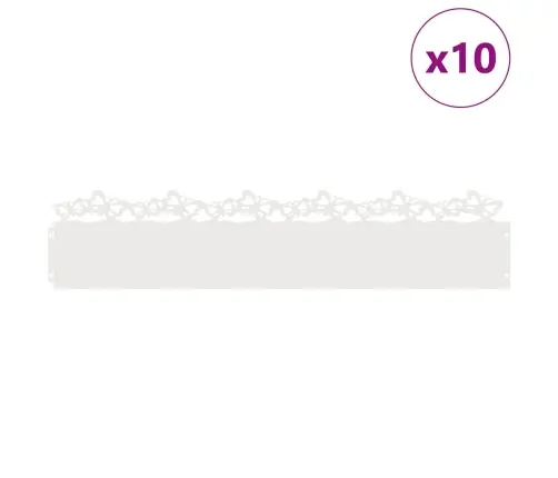 Zāliena Apmales 10 Pcs Balts 103 X 0,05 X 22 Cm Tērauds Vidaxl