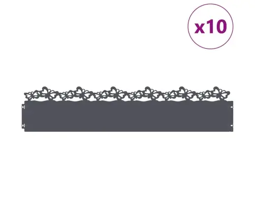 Zāliena Apmales 10 Pcs Antracīts 103 X 0,05 X 22 Cm Tērauds Vidaxl