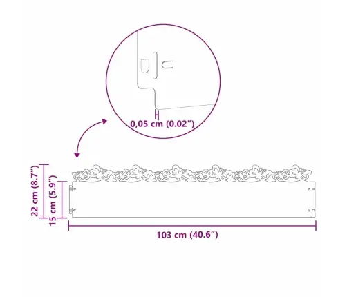 Zāliena Apmales 20 Pcs Antracīts 103 X 0,05 X 22 Cm Tērauds Vidaxl