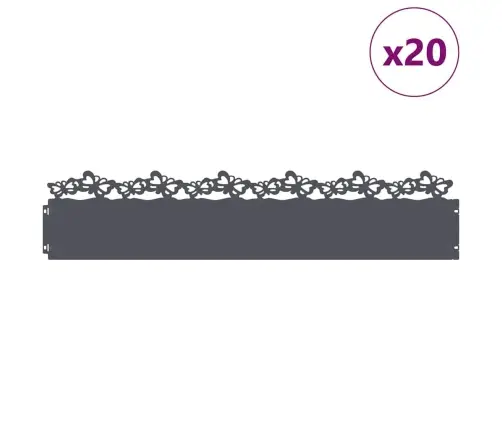 Zāliena Apmales 20 Pcs Antracīts 103 X 0,05 X 22 Cm Tērauds Vidaxl