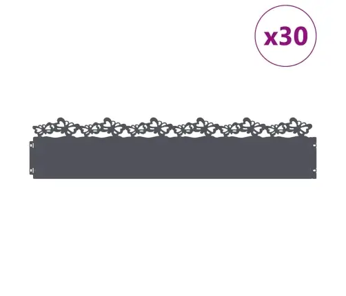 Zāliena Apmales 30 Pcs Antracīts 103 X 0,05 X 22 Cm Tērauds Vidaxl
