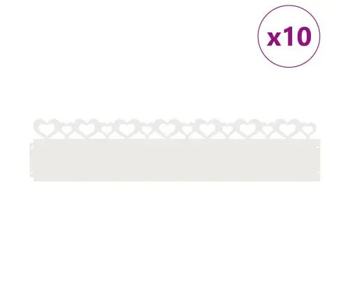 Zāliena Apmales 10 Pcs Balts 103 X 0,05 X 22 Cm Tērauds Vidaxl