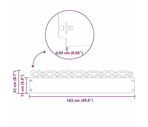 Zāliena Apmales 30 Pcs Antracīts 103 X 0,05 X 22 Cm Tērauds Vidaxl