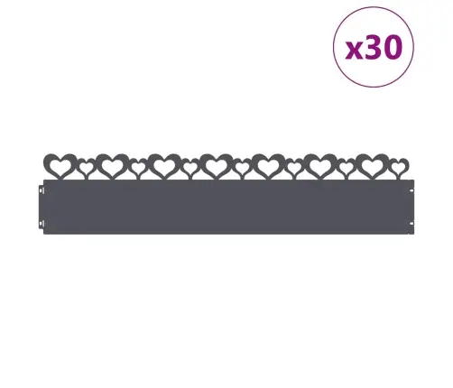 Zāliena Apmales 30 Pcs Antracīts 103 X 0,05 X 22 Cm Tērauds Vidaxl