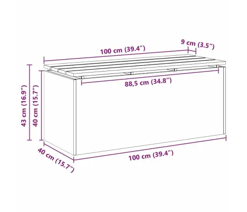 Dārza Sols Rūsa 100 X 40 X 43 Cm Novecināts Tērauds Vidaxl