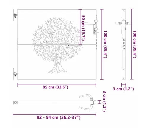 Sodo Vartai Juoda 85 X 100 Cm Milteliniu Būdu Padengtas Plienas