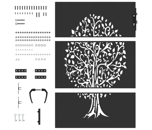 Aia Aed, Aia Värav 85X75 Cm Corten Terasest Puu Disain Must