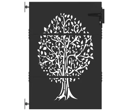 Aia Aed, Aia Värav 85X75 Cm Corten Terasest Puu Disain Must