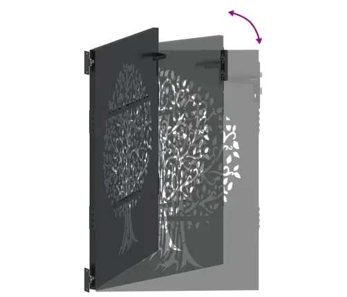 Aia Aed, Aia Värav 85X75 Cm Corten Terasest Puu Disain Must