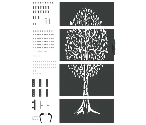 Aia Aed, Aia Värav 85X75 Cm Corten Terasest Puu Disain Must
