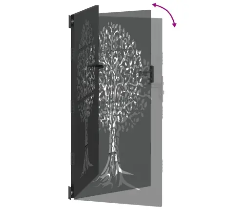 Aia Aed, Aia Värav 85X75 Cm Corten Terasest Puu Disain Must