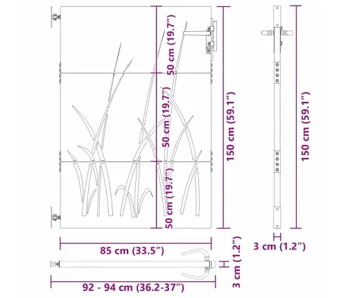 Dārza Vārti Melna 105 X 150 Cm Pulverkrāsots Tērauds Vidaxl