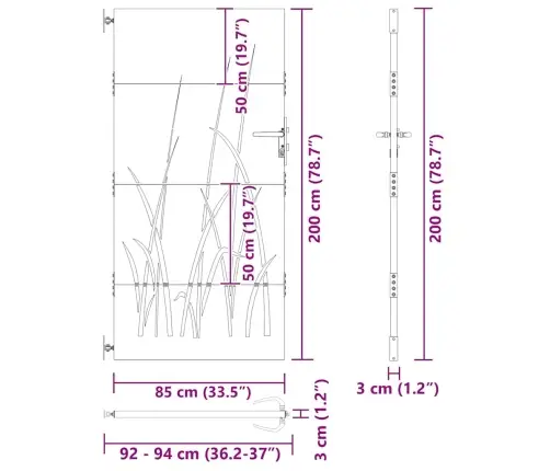 Sodo Vartai Juoda 85 X 200 Cm Milteliniu Būdu Padengtas Plienas