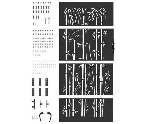 Dārza Vārti Cits Melna 105 X 200 Cm Pulverkrāsots Tērauds Vidaxl