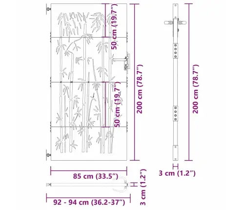 Dārza Vārti Cits Melna 105 X 200 Cm Pulverkrāsots Tērauds Vidaxl
