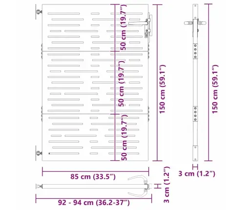 Aia Aed Lukuga Must 85 X 150 Cm Pulbervärvitud Teras