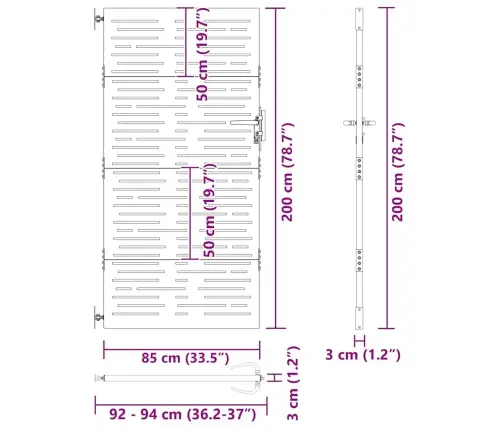Dārza Vārti Melna 105 X 200 Cm Pulverkrāsots Tērauds Vidaxl