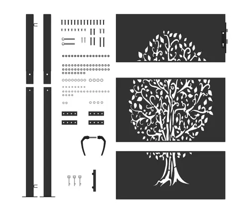 Dārza Vārti Cits Melna 105 X 125 Cm Pulverkrāsots Tērauds Vidaxl