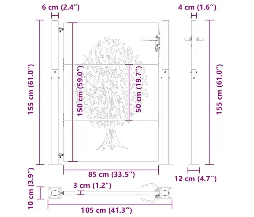 Aia Aed Lukuga Must 85 X 155 Cm Pulbervärvitud Teras