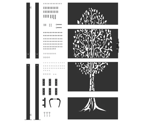 Dārza Vārti Cits Melna 105 X 200 Cm Pulverkrāsots Tērauds Vidaxl