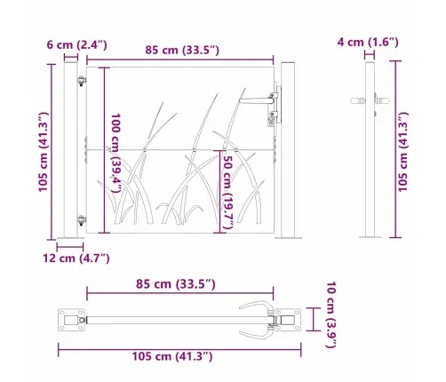Sodo Vartai Su Užraktu Juoda 100 X 100 Cm
