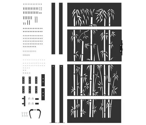 Dārza Vārti Cits Melna 105 X 200 Cm Pulverkrāsots Tērauds Vidaxl
