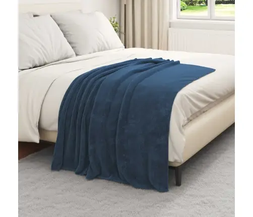 Pleds Tums Zils 130 X 150 Cm Flīss Vidaxl