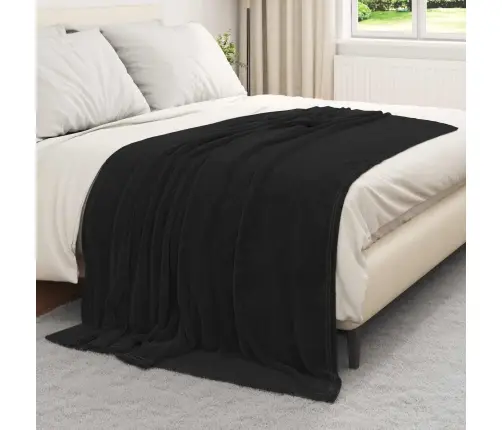 Pleds Melna 150 X 200 Cm Flīss Vidaxl