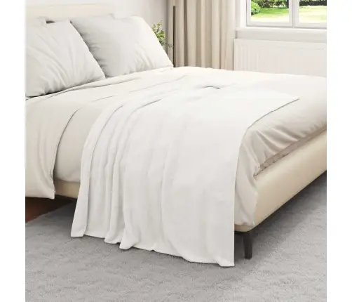 Pleds Balts 130 X 150 Cm Flīss Vidaxl