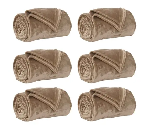 Pledu Segas 6 Pcs Kamieļu Krāsa 220 X 240 Cm Flīss Vidaxl