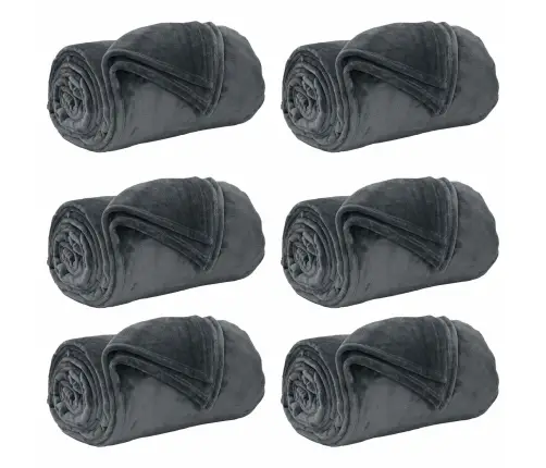 Pledu Segas 6 Pcs Tumši Pelēks 150 X 200 Cm Flīss Vidaxl