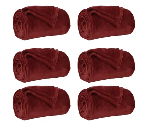 Pledu Segas 6 Pcs Bordo Sarkans 130 X 150 Cm Flīss Vidaxl