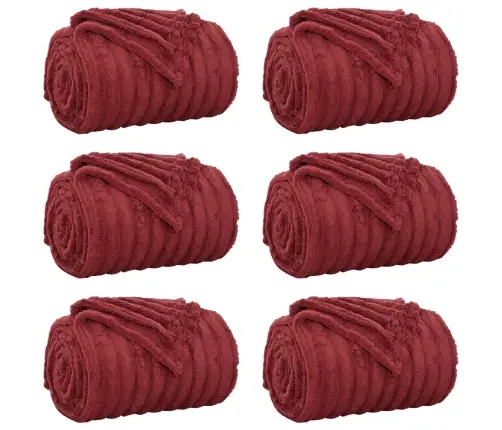 Pledu Segas 6 Pcs Bordo Sarkans 200 X 150 Cm Flīss Vidaxl