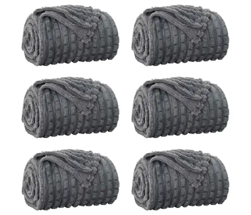 Pledu Segas 6 Pcs Tumši Pelēks 200 X 150 Cm Flīss Vidaxl