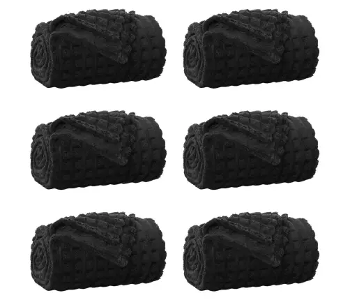 Pledu Segas 6 Pcs Melna 200 X 150 Cm Flīss Vidaxl