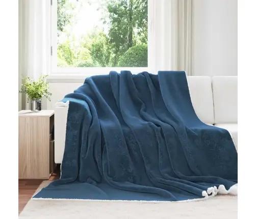 Pleds Tums Zils 220 X 240 Cm Flīss Vidaxl